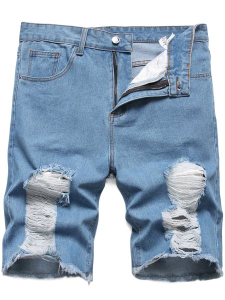 

men ripped frayed raw hem denim shorts k4np#, White;black