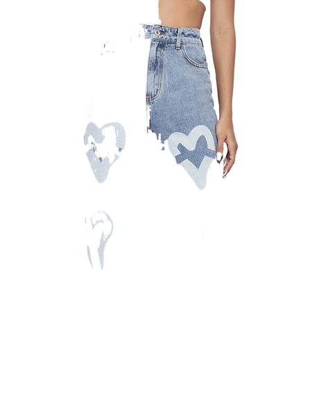 

high waist heart print straight leg jeans y7jb#, Blue