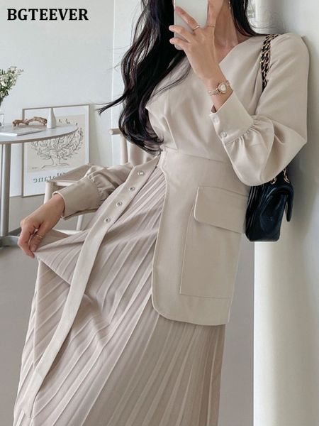 

elegant v-neck women pleated dress spring ladies vestidos long sleeve belted slim waist female a-line dress 2022, Black;gray