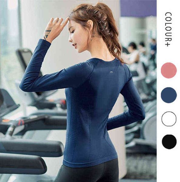 

summer women's sports fitness running t-shirt long sleeve, Gray