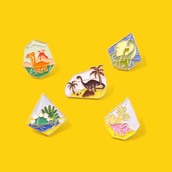 

new crystal dinosaur tyrannosaurus rex children's badge metal badge brooch, Gray