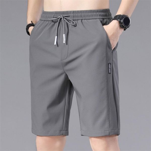 

summer mens sports shorts solid color straight pattern loose type elastic waist drawstring casual shorts jogging pants 220620, White;black