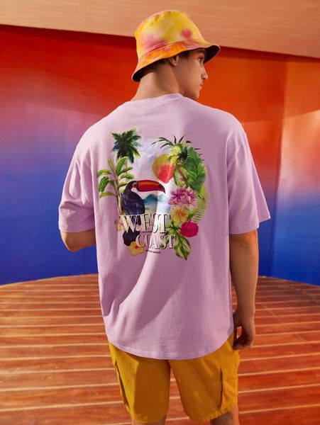

men graphic print round neck tee 22jo#, White;black