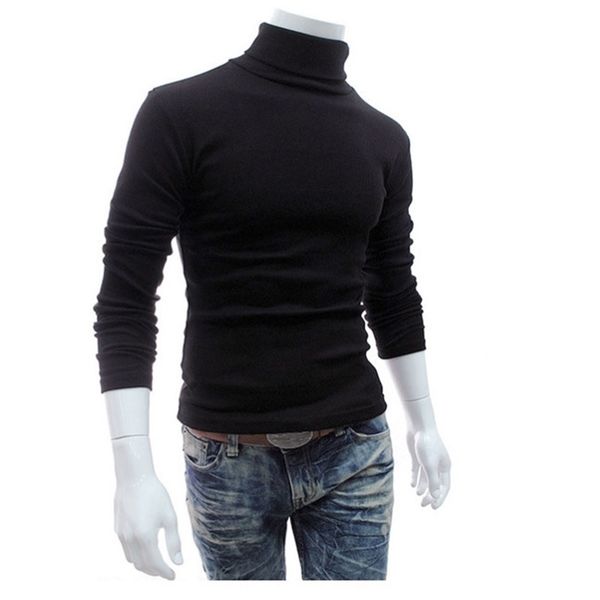 

mens turtleneck wool pullover autumn winter warm solid soft long sleeve slim fit casual clothes knitted cotton male sweater pull 201125, White;black
