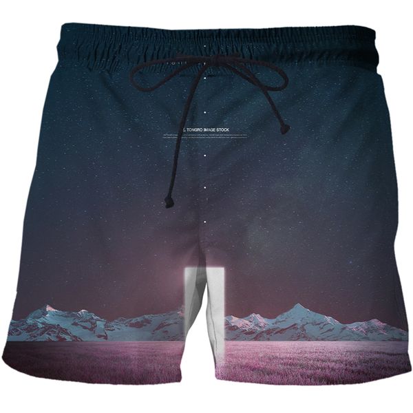 Verão engraçado céu estrelado 3d impressão calças de praia moda fitness lazer secagem rápida bermudas correndo shorts surf swimwear swimsuits 220624