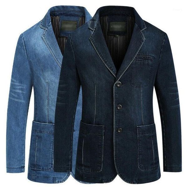 Herren-Jeansanzug, Blazer, Knopfleiste, lässige Jeans, Mäntel, formelle Oberbekleidung, Oberteile, Jacken, S-4XL, Übergröße, 2022