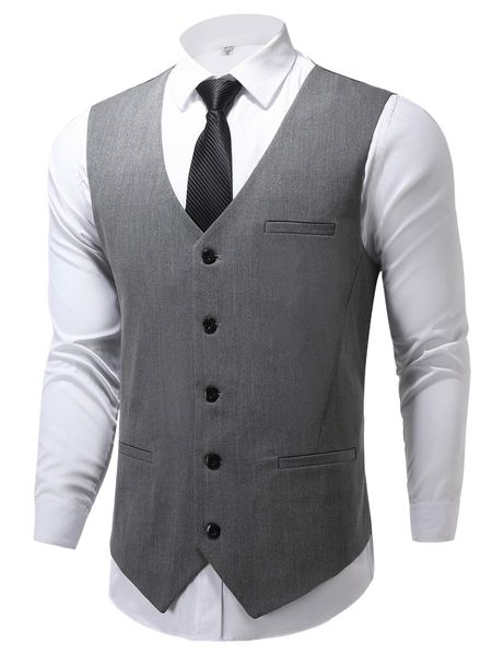 

men 1pc buckle back single breasted waistcoat m6ss#, White;black
