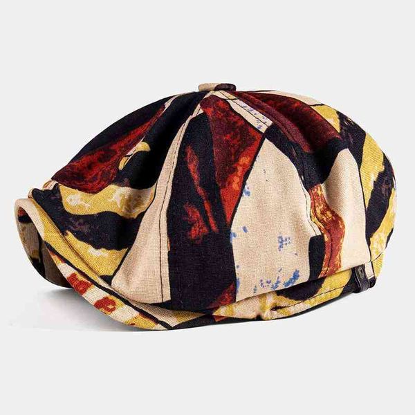 

autumn winter newsboy caps patchwork color pattern men grid women warm beret hat for male detective hats retro style caps j220722, Blue;gray