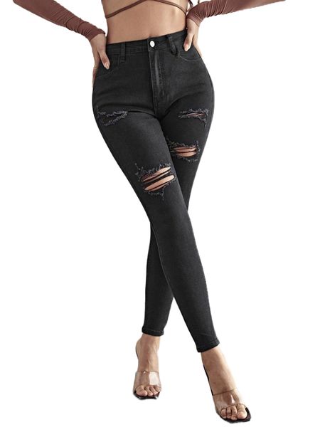 

high stretch ripped skinny jeans w5l0#, Blue