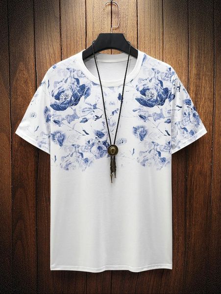 

men floral print tee o70j#, White;black