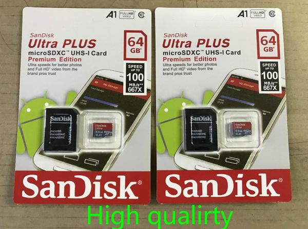 DHL envio 16GB/32GB/64GB/128GB/256GB SDK smartphone Capacidade real Câmera de alta definição Micro Memory SD Card 100MB/S UHS-I C10 Cartão TF de alta qualidade