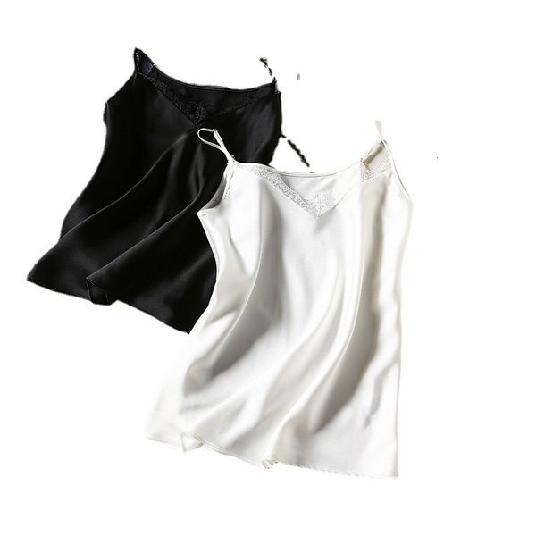 

women's tanks & camis summer women's wear silk blended lace sling, adjustable vest and versatile bottoming shirt cw5n, White