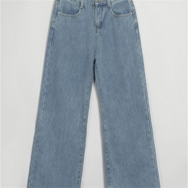 

wixra women stylish street style fleece denim pants ladies winter autumn loose high waist pockets casual jeans 220402, Blue