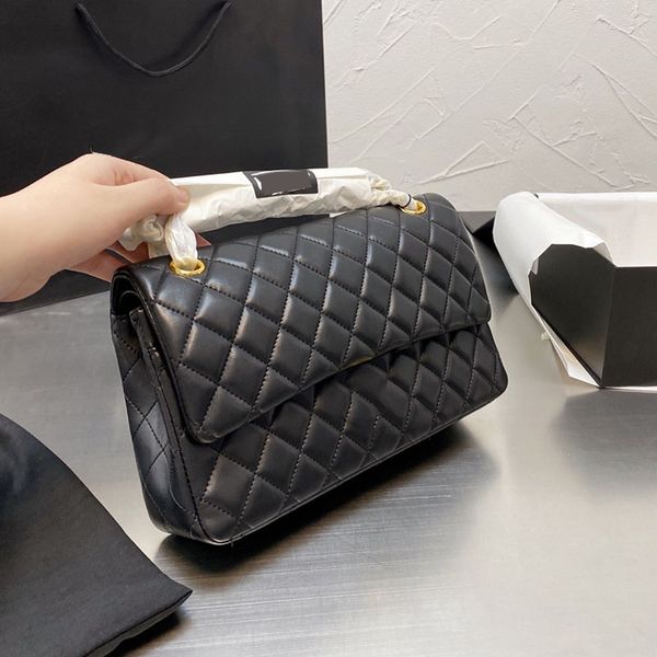 

25cmw classic double flap lambskin quilted bags gold metal hardware matelasse chain crossbody shoulder purse multi pochette luxury designer