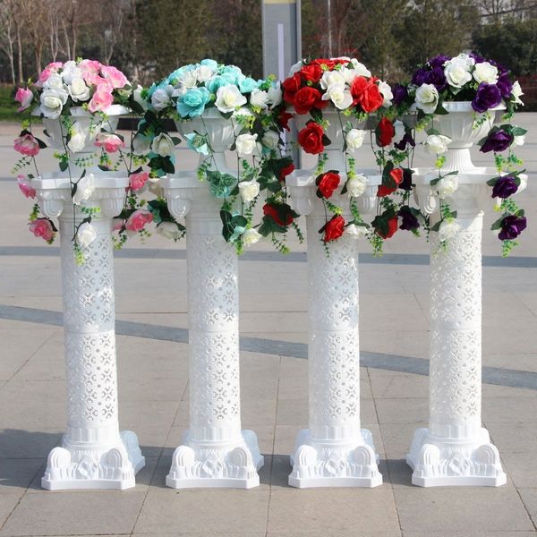 Lala 2pcs moda casamento adereços decorativos colunas romanas colunas brancas pilares plásticos de flor potenciômetro de estrada