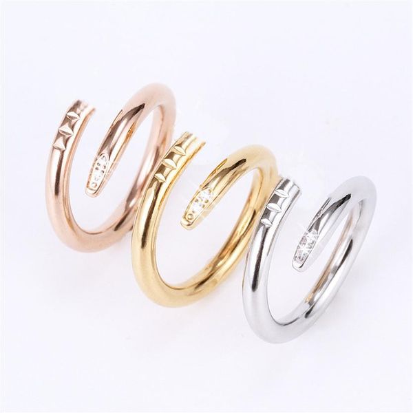 

love rings womens jewelry titanium steel single nail ring european and american fashion street hip hop casual couple classic gold 248a, Silver