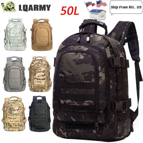 

50l camping backpack military bag men travel bags tactical army molle climbing rucksack hiking outdoor hunting bags t220801