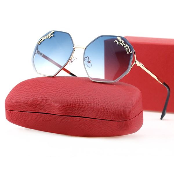 

luxury hexagonal sunglasses trendy frameless leopard head eyewear mixed colo metal wayfarer classic style men and women fashion anti ultravi, White;black