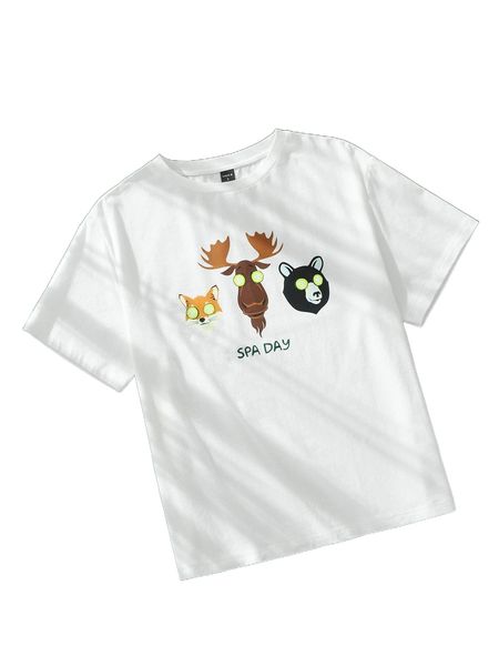 

x toadlyart animal and letter graphic tee t6he#, White