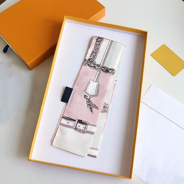 

classic designer handbag scarf headbands women letter flower silk scraves bandeaux bag hair bandeau 8 120cm, Blue;gray