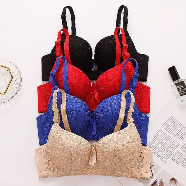 

casual seamless ladies bra gathered anti-sagging bow design d176., Red;black