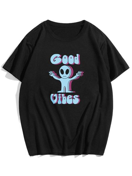 

romwe x milasneeze guys alien print tee d7c0#, White;black