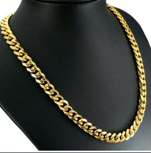

14k gold plated mens chains 9mm gram miami cuban cut mens chain necklace, Silver