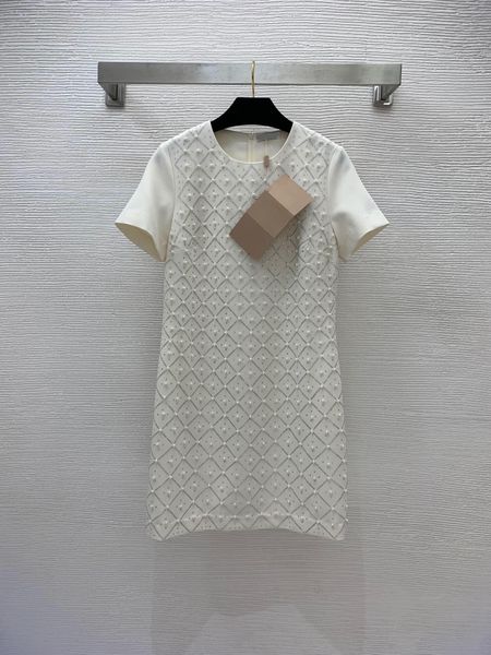 

219 2022 milan runway dress spring summer dress crew neck black apricot polyester short sleeve brand same style empire womens dress fashion