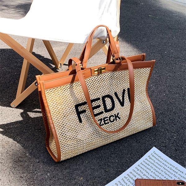 

purses aa summer large capacity beach grass woven bag women's versatile new fashion shoulder portable tote bag