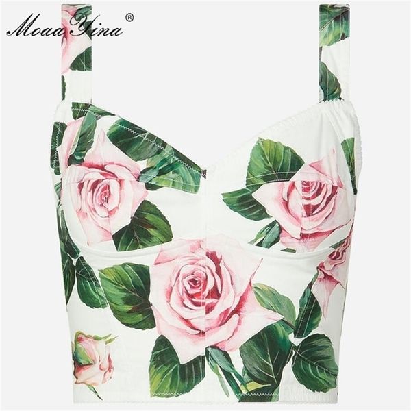 

moaayina fashion designer summer women's floral-print cotton small sling 210401, White