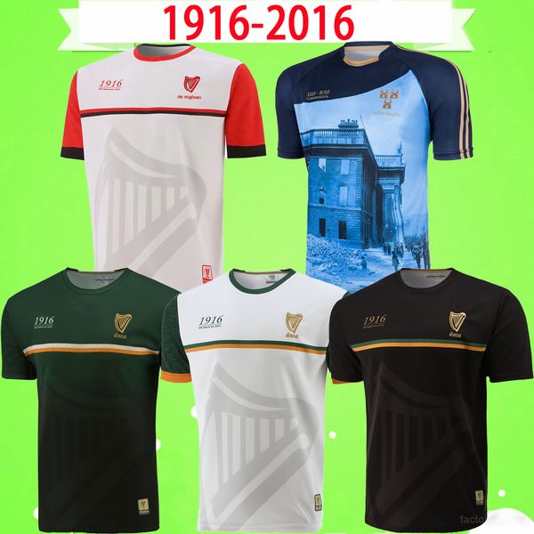 

1916 2016 commemorative edition gaa rugby jersey retro home training dublin ath cliath shirt connolly vintage t-shirt classic tipari kerry, Black;gray