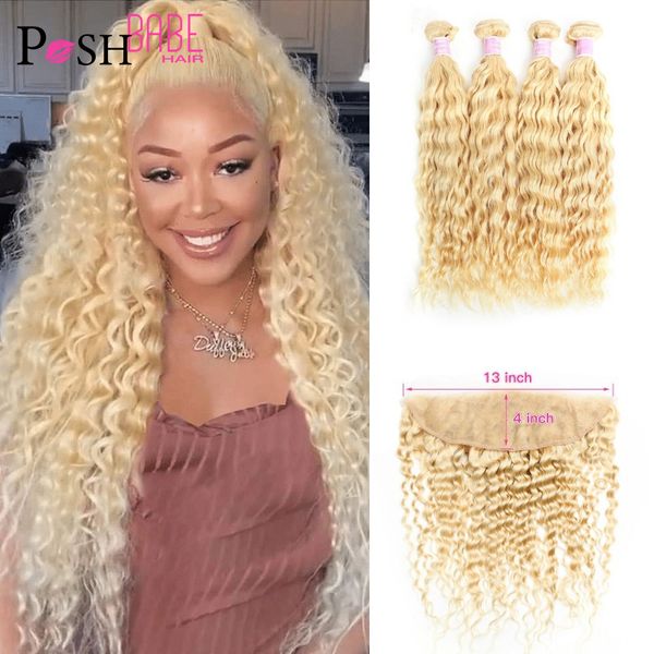 

accessories blonde 613 bundles with 13x4 frontal swiss lace 12 - 30 inch brazilian deep wave bundles with ear to ear lace frontal, Silver
