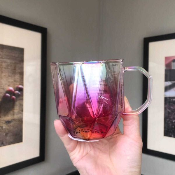 

2020 starbucks cup aurora colorful girl handle glass water cup creative 355ml