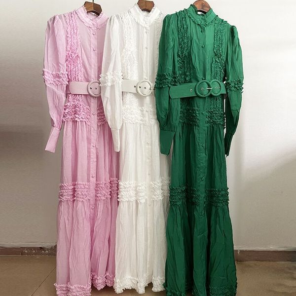 521 2022 летнее платье с припечатками флоры экипаж с длинным рукавом белое розовое зеленое платье панельд