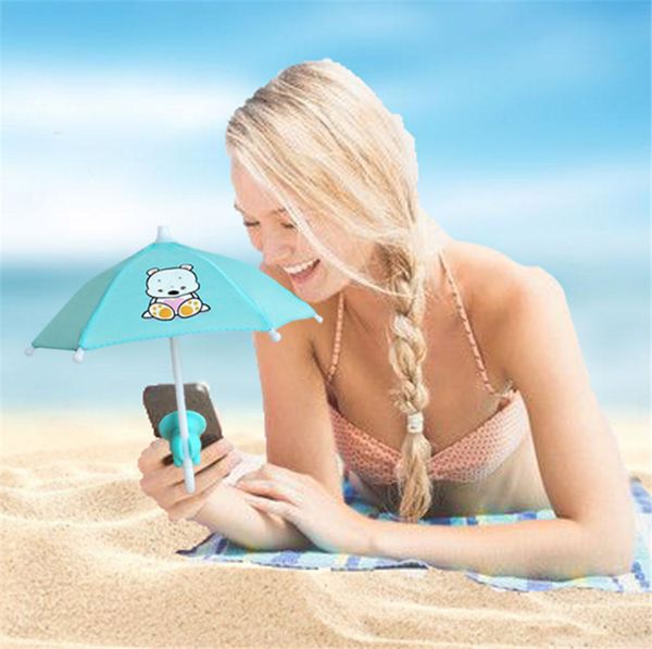 Itens de novidade Mini guarda -chuva portador de telefone Sunshade Bicycle Decoration Acessórios para celular ao ar livre Stand guarda -chuvas