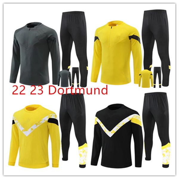 

22 23 haaland dortmund soccer jerseys tracksuit set bellingham hummels brandt men and kids futbol athletic wear de football training suit jo, Black