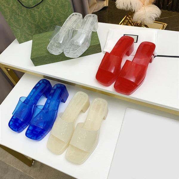 

women transparent slipper fashion beach sandals thick bottom letter slippers lady high heels shoes, Black