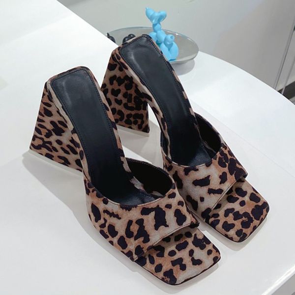

luxury designer womens summer high heel slippers ladies slides leather square toe shaped heels solid color rhinestone fashion sliders party, Black