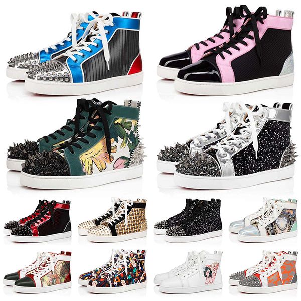

2022 bred patent red bottom casual shoes leather suede luxurys designers trainers platform sneakers trainers loafers bottoms designer womens, White;red