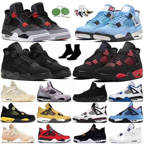 

2022 4s men basketball shoes red thunder sail black cat cactus university blue patent dark mocha marina mens 4 bred outdoor sports
