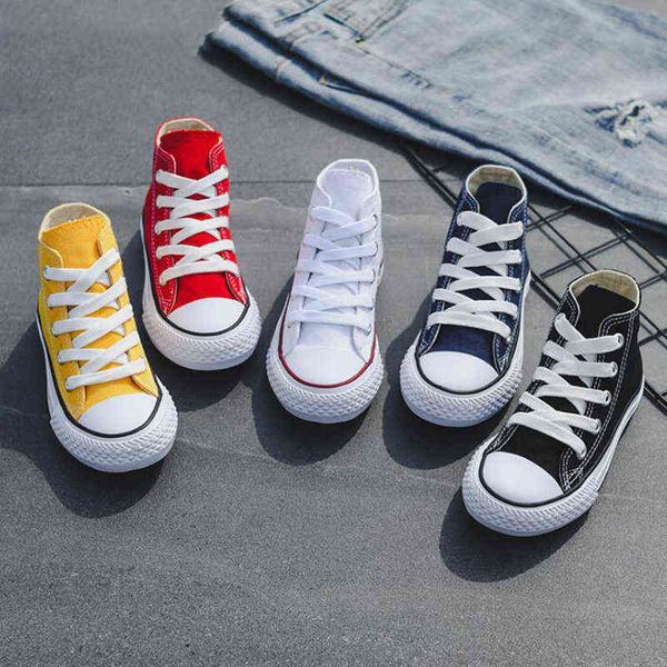 

children high-canvas girls quality fabric school shoes boys fashion candy color sneakers spring autumn outside travel l220715, Black;red