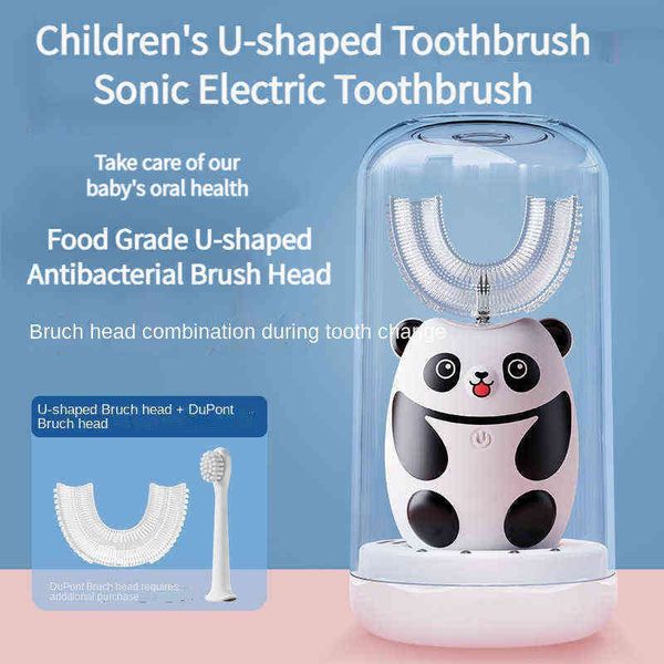 

toothbrush cartoon panda children's u shaped toothbrush ultraviolet disinfection air drying induction charging sonic electric 0315