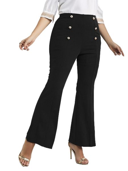 

plus double breasted flare leg pants g7ur#, Black