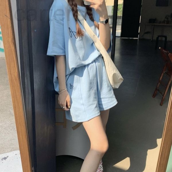 

women's tracksuits designer fashion sports wide leg shorts set 2022 new women's summer korean casual short sleeve t-shirt two piec, Gray