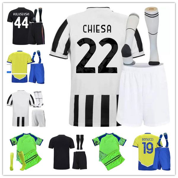 

22 23 vlahovic juventus fourth soccer jersey 2021 2022 2023 kean dybala morata chiesa mckennie 4th football shirts chiellini bonucci men kid, Black;yellow