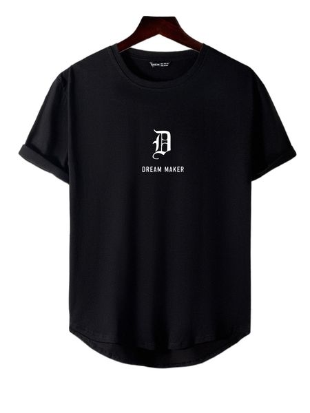 

men letter graphic high low hem tee d7hr#, White;black