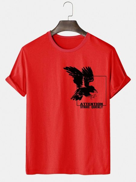 

men letter & eagle print tee z2fs#, White;black