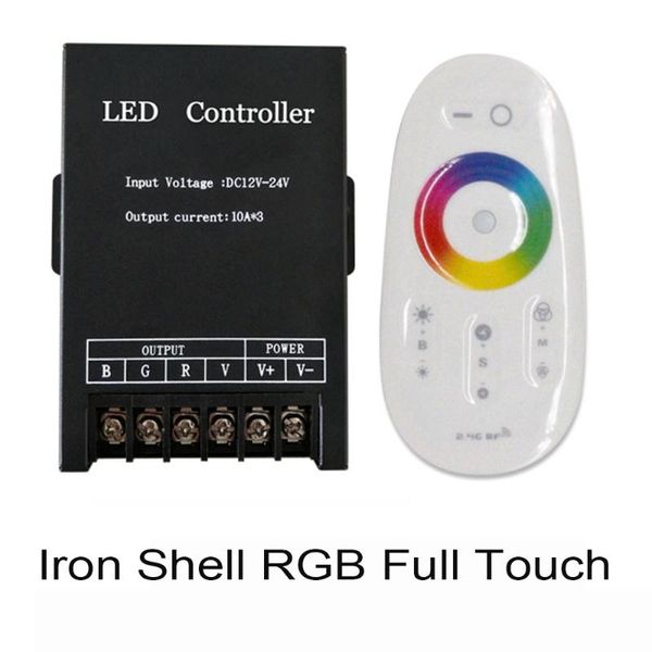 Controller DC12-24V LED Luce wireless con controller 2.4G RF Iron Shell RGB Full Touch Telecomando 30A Dimmer colorato ad alta potenza