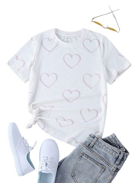 

heart print tee d0ou#, White