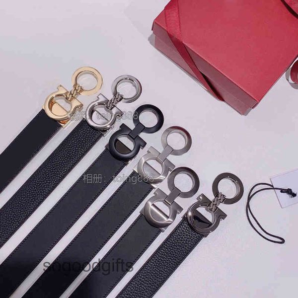 

classic f layer cowhide men's f family belt high-end leather 8-button style, Black;brown